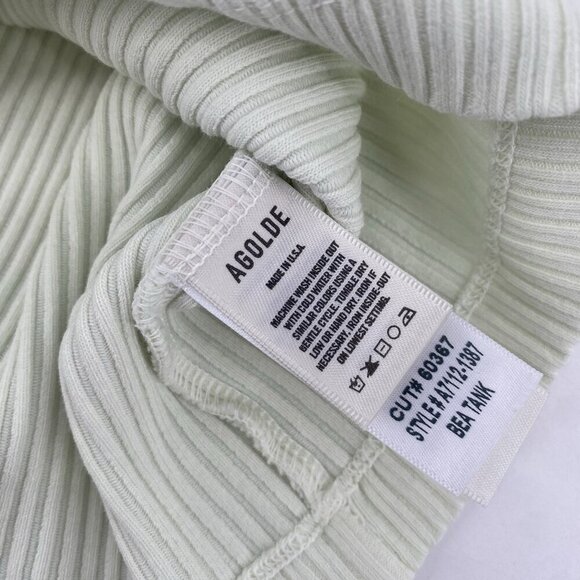 Agolde Size XS Bea Cutaway Tank Top Honeydew Green Crew Neck Racerback Stretch - Picture 9 of 10